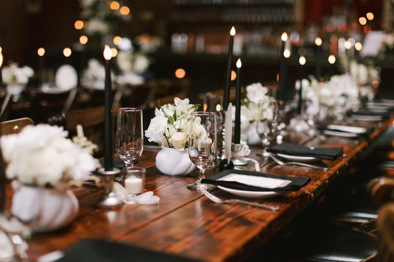 Couple celebrating with their wedding party